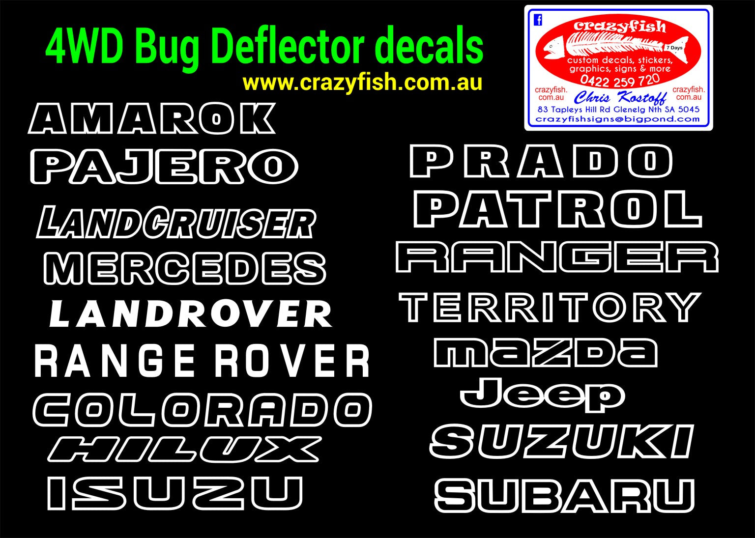 Bug deflector vinyl decals - Crazyfish