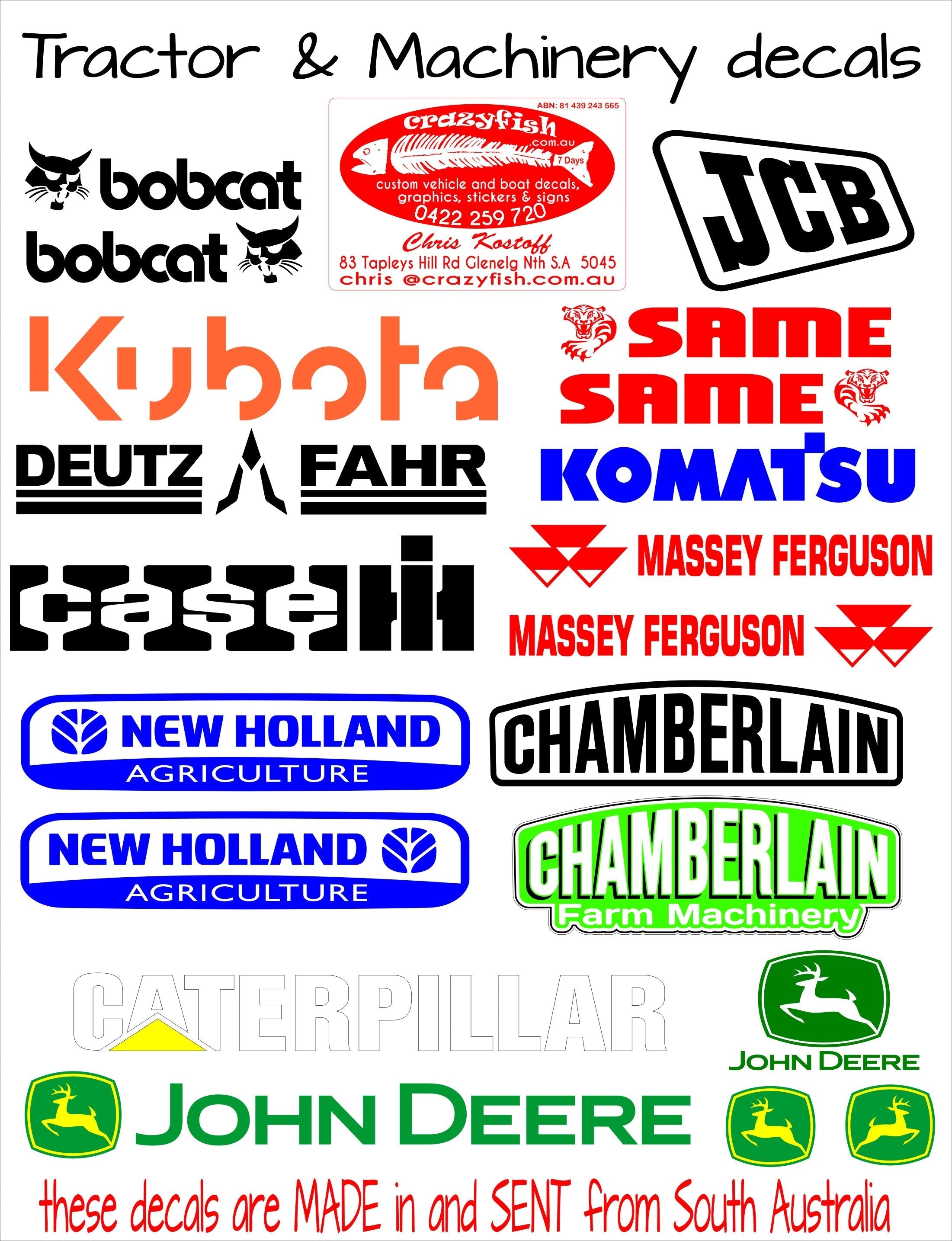 Tractor and Machinery decals - Crazyfish