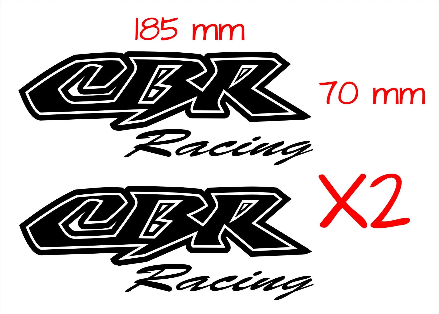 CBR Racing tank vinyl decals TWO (2) 185 x 70 mm each CONFIRM your color