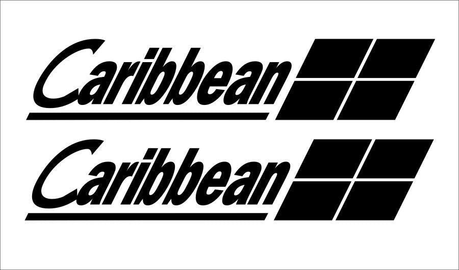 Caribbean retro Boat decals TWO (2) 515 x 100 mm each CONFIRM your color