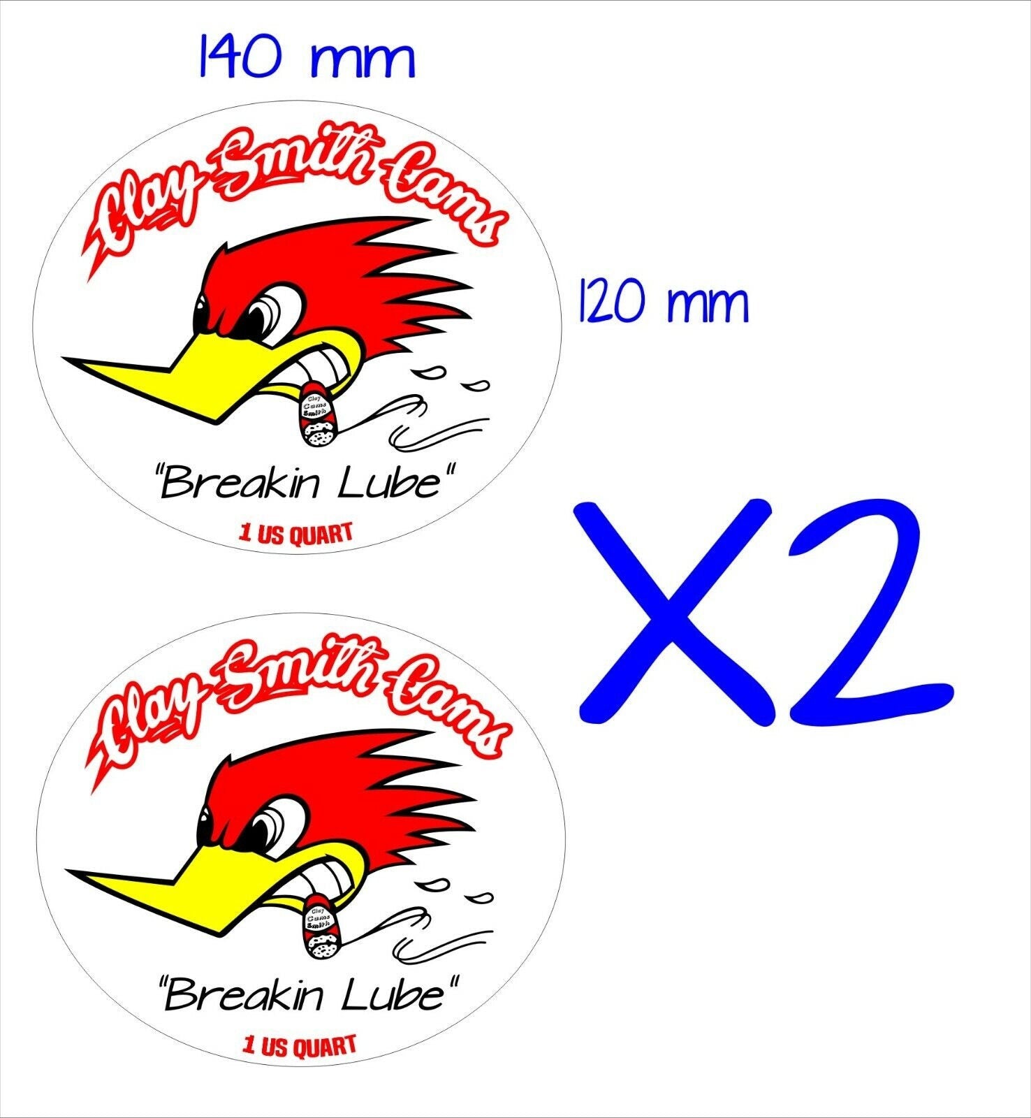 Clay Smith retro Stickers TWO (2) 140 x 120 mm each