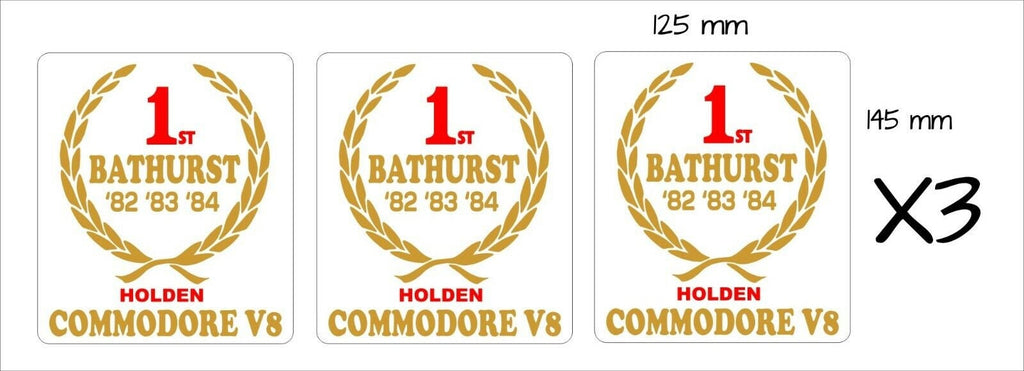 Bathurst  Commodore 1st retro Stickers THREE (3) 145 x 125 mm each