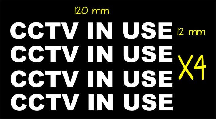 CCTV vinyl decals FOUR (4) 120 x 12 mm each Confirm your color