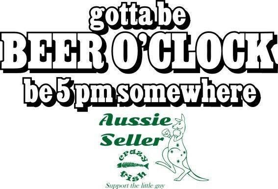 Beer O'Clock funny vinyl decal 200 x 80 mm CONFIRM your color