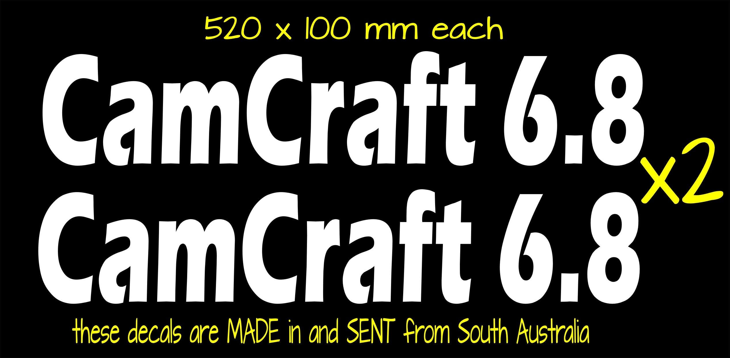 CamCraft retro  Boat decals TWO (2) 520 x 100 mm each CONFIRM your color