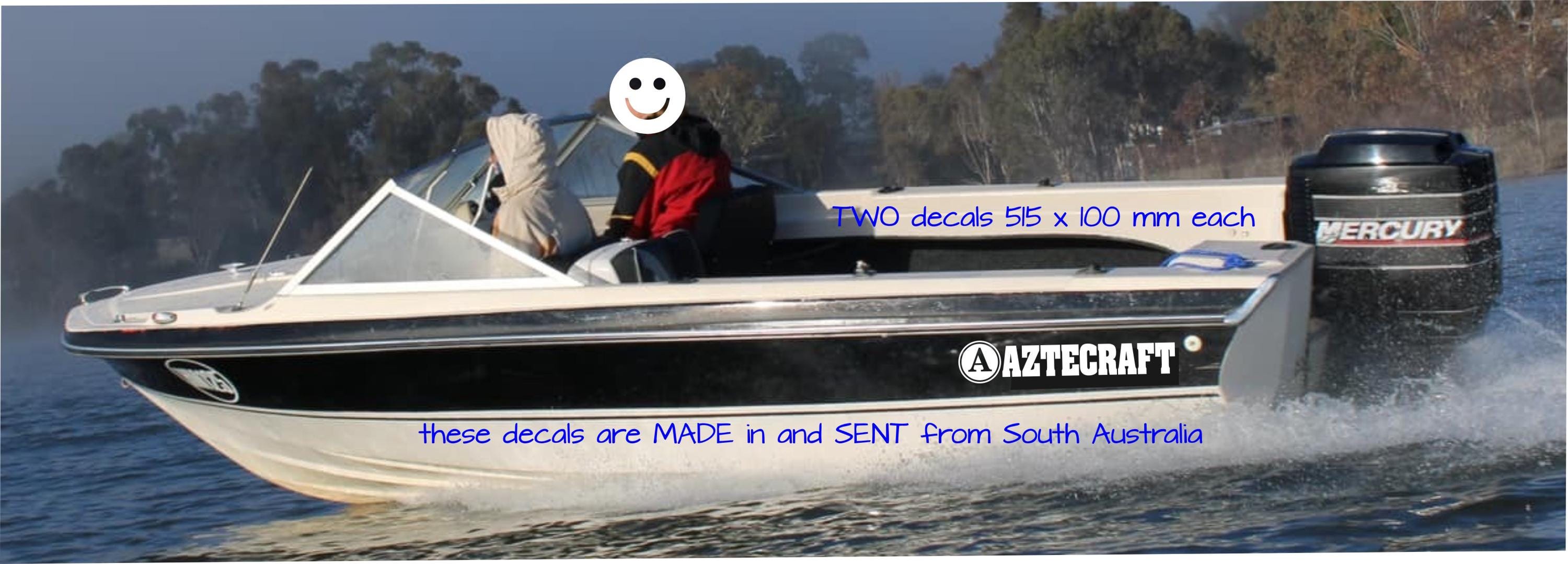 AZTECRAFT retro  Boat decals TWO (2) 515 x 100 mm each CONFIRM your color