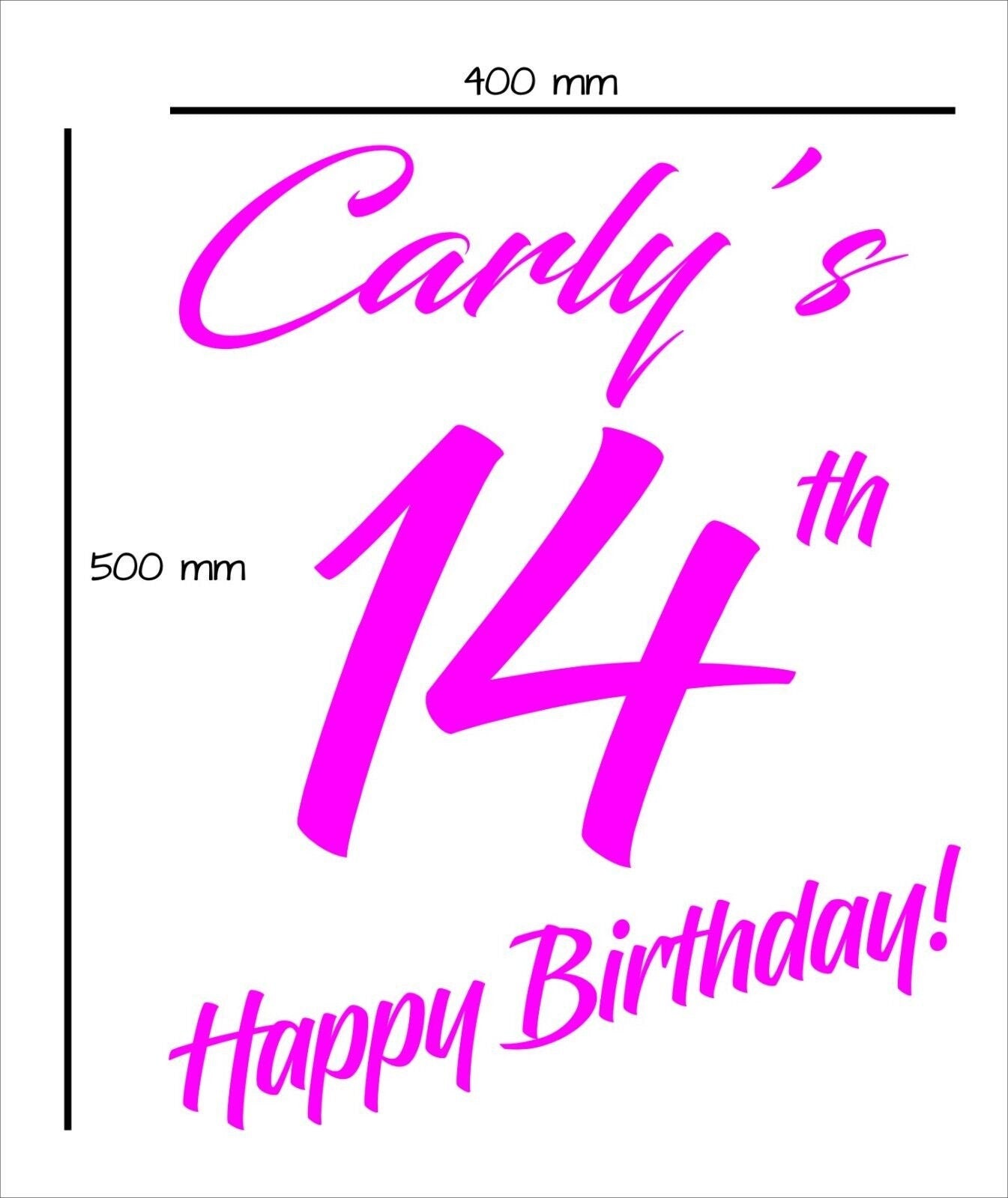 Birthday, Wedding or Special Occasion vinyl decal 500 x 400 mm