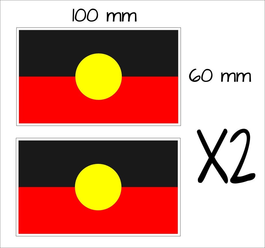 Aboriginal Flag Stickers TWO (2) 100 x 60  mm each