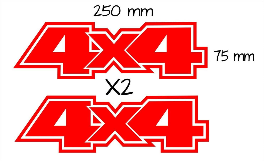 4X4 vinyl decals TWO (2) 250 x 75 mm each CONFIRM your color
