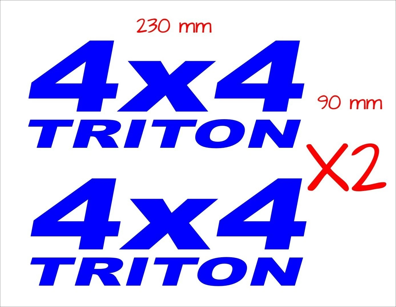 4X4 TRITON vinyl decals TWO (2) 230 x 90 mm each CONFIRM your color