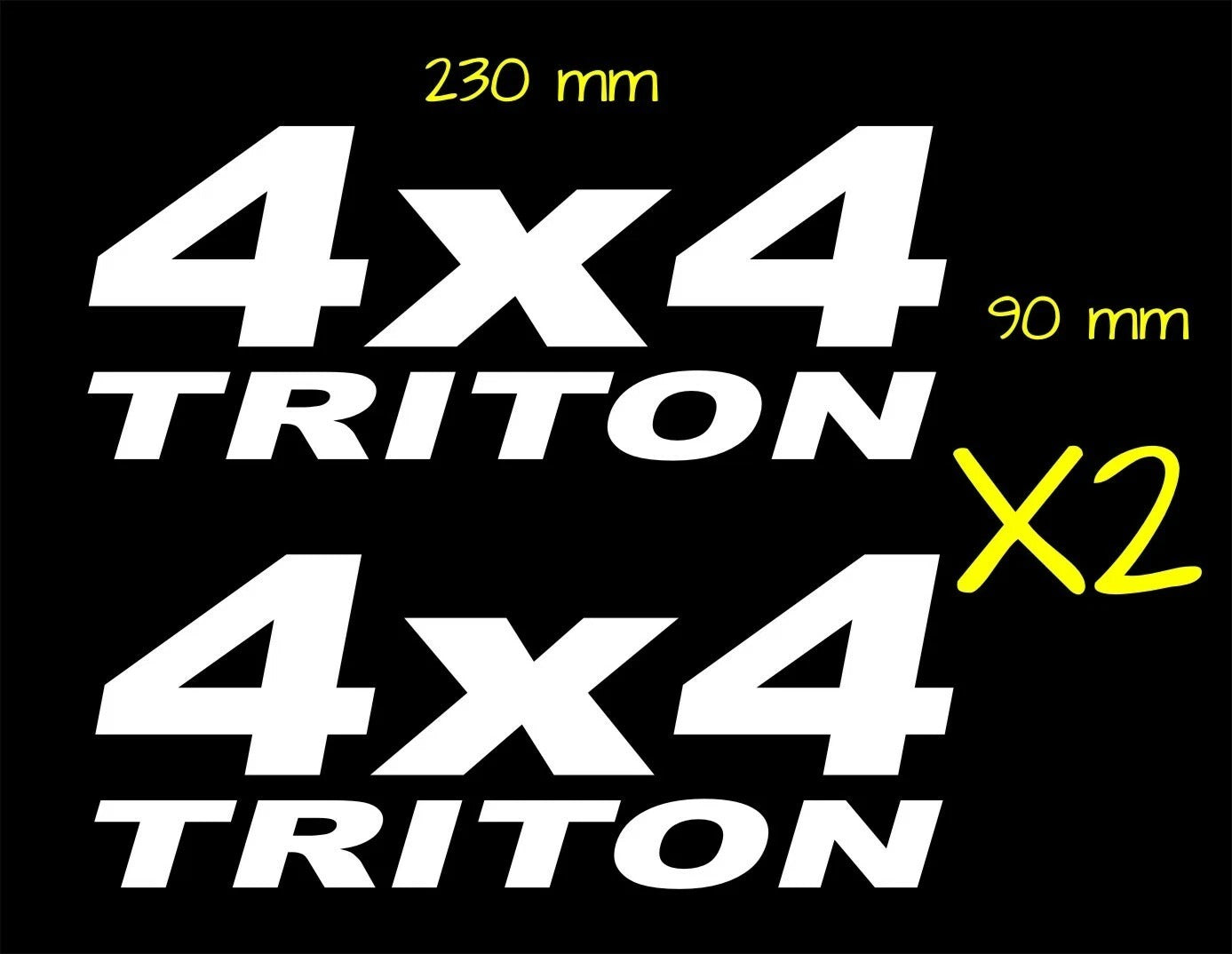 4X4 TRITON vinyl decals TWO (2) 230 x 90 mm each CONFIRM your color