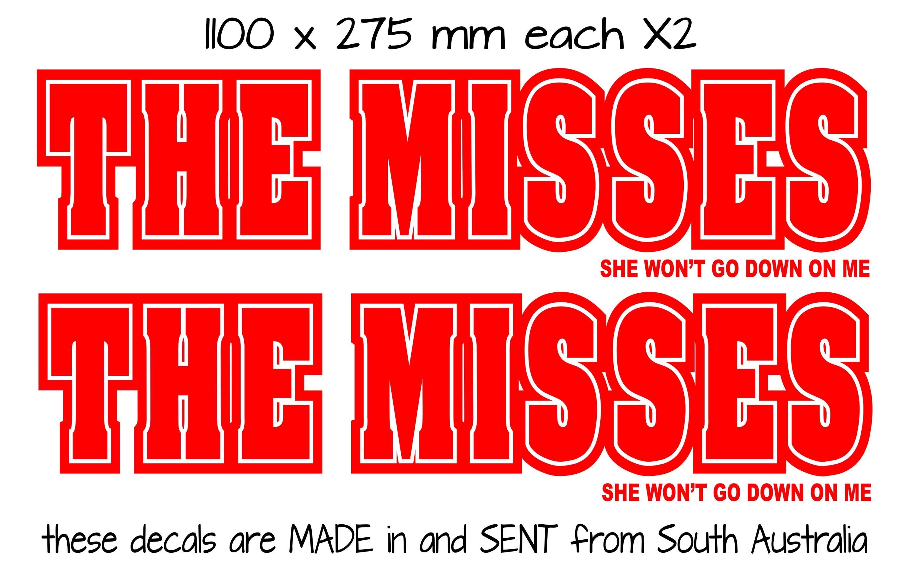Boat Names "The Misses" (funny) TWO (2) decals  1100 x 275 mm each CONFIRM your color
