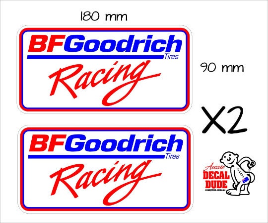 BF Goodrich  Racing retro Stickers TWO (2) 180 x 90 mm each
