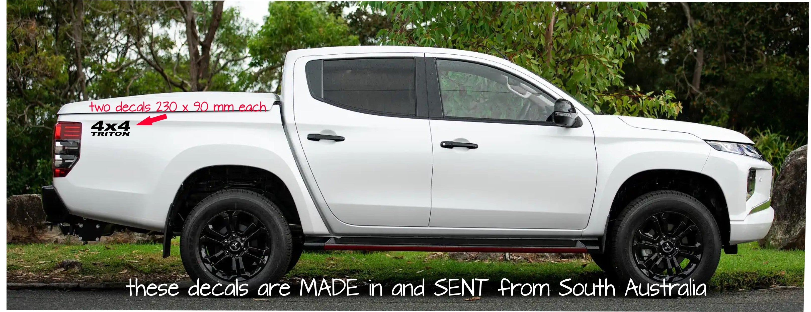 4X4 TRITON vinyl decals TWO (2) 230 x 90 mm each CONFIRM your color