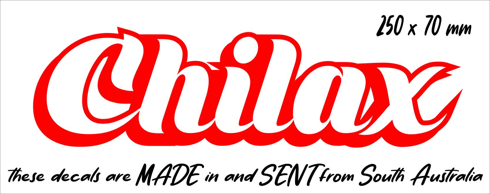 Chilax cool looking vinyl decal 250 x 70 mm CONFIRM your color