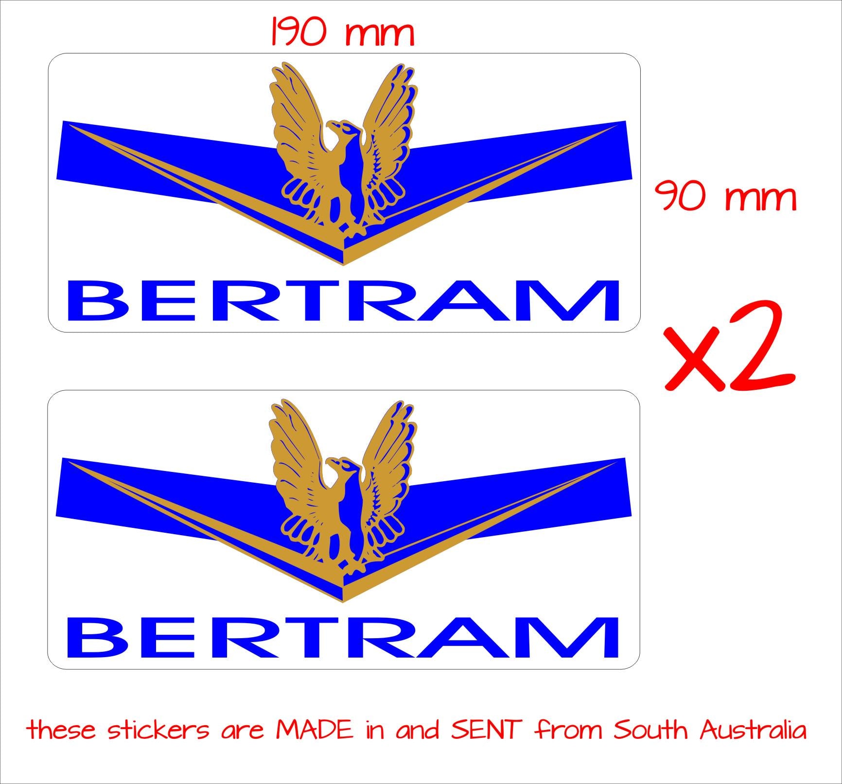 Bertram bumper Stickers TWO (2)  190 x 90 mm each