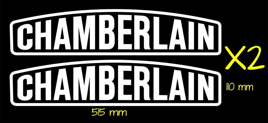 Chamberlain vinyl decals TWO (2) 515 x 110 mm each CONFIRM your color