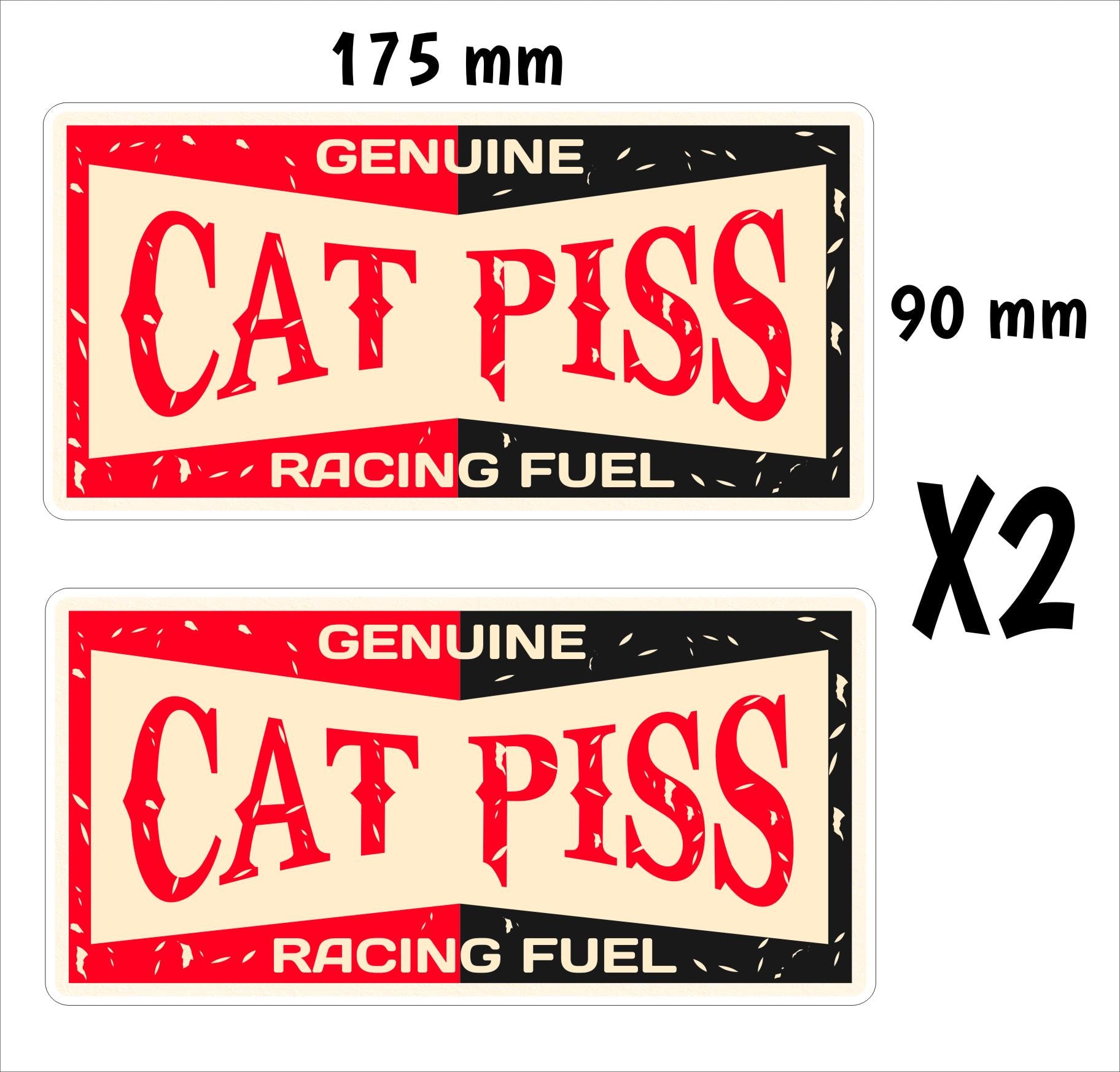 Cat Piss Rat Rod retro Stickers TWO (2) 175 x 90 mm each