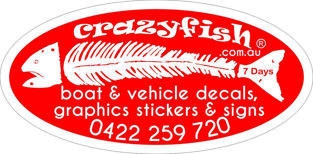 100%  Stickers TWO (2)  160 x 90 mm each - Crazyfish