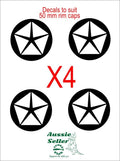 Chrysler star retro decals FOUR  (4) suit 50 mm rim caps CONFIRM your color