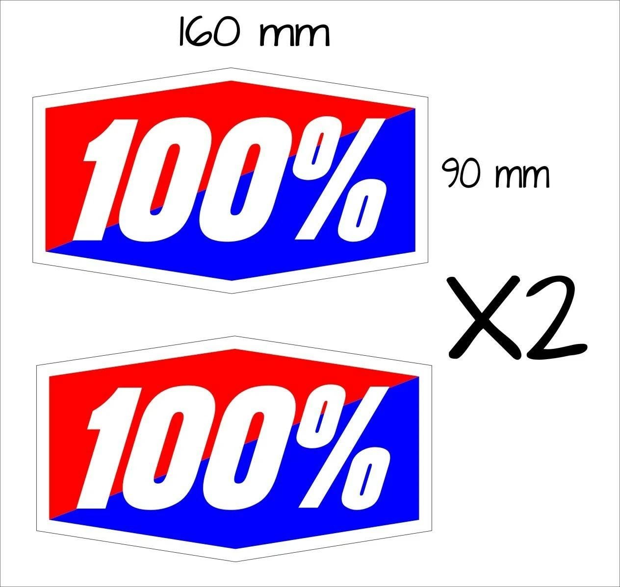 100%  Stickers TWO (2)  160 x 90 mm each
