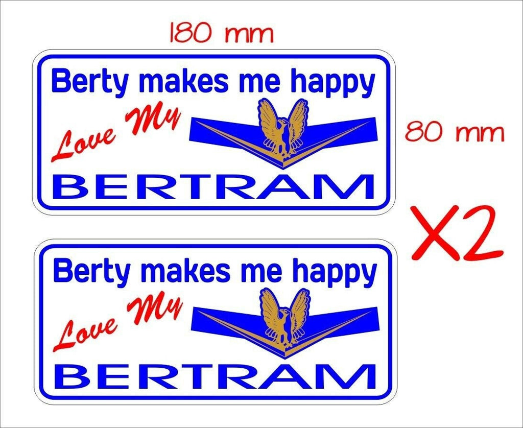 Bertram  funny Boat Stickers TWO (2)  180 x 80 mm each
