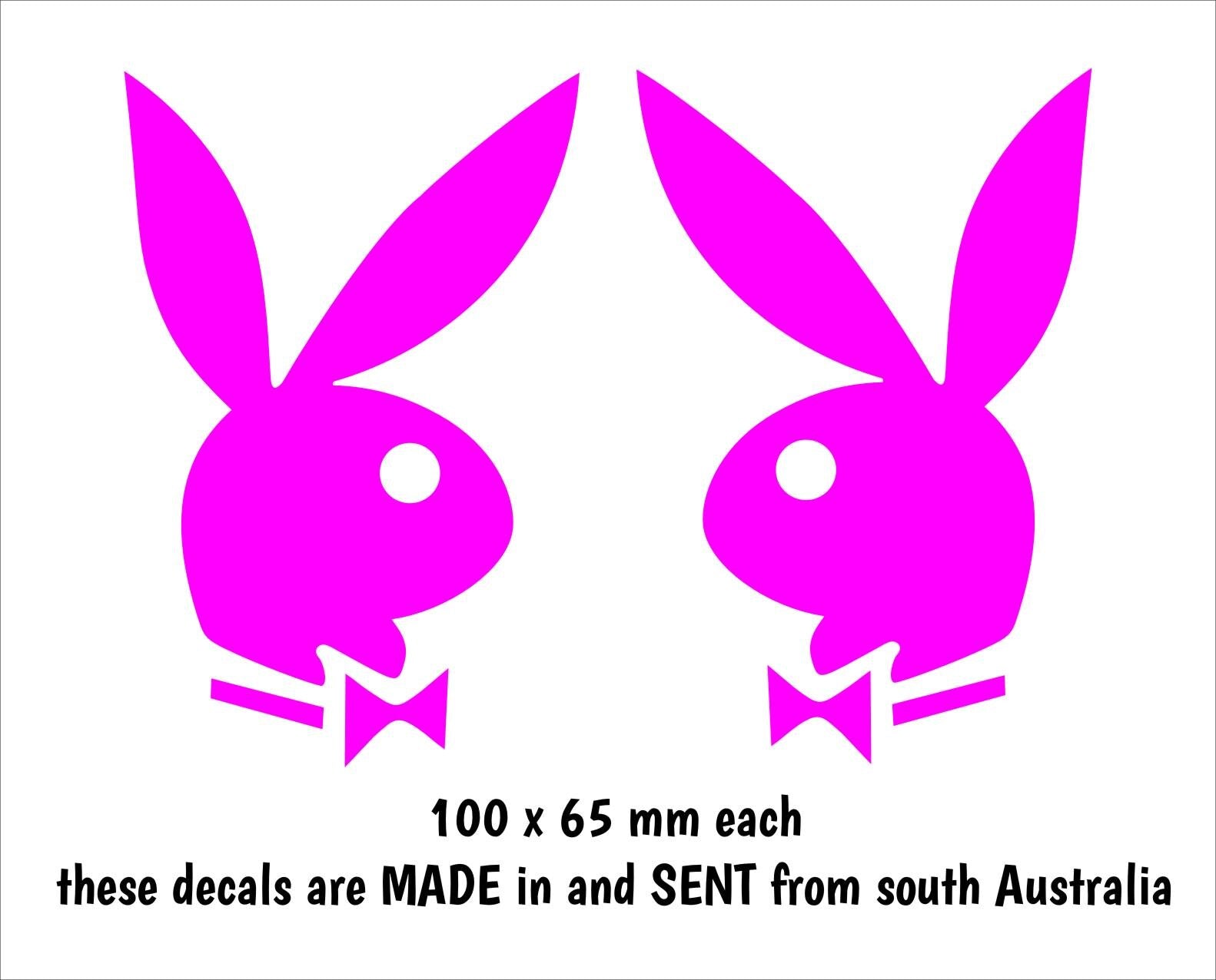 BUNNIES vinyl  decals TWO (2) 100 x 65 mm each CONFIRM your color