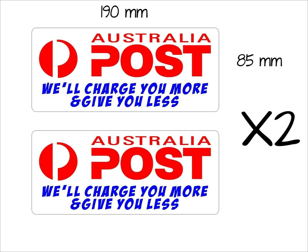 Aust Post Parody Stickers TWO (2) 190 x 85 mm each