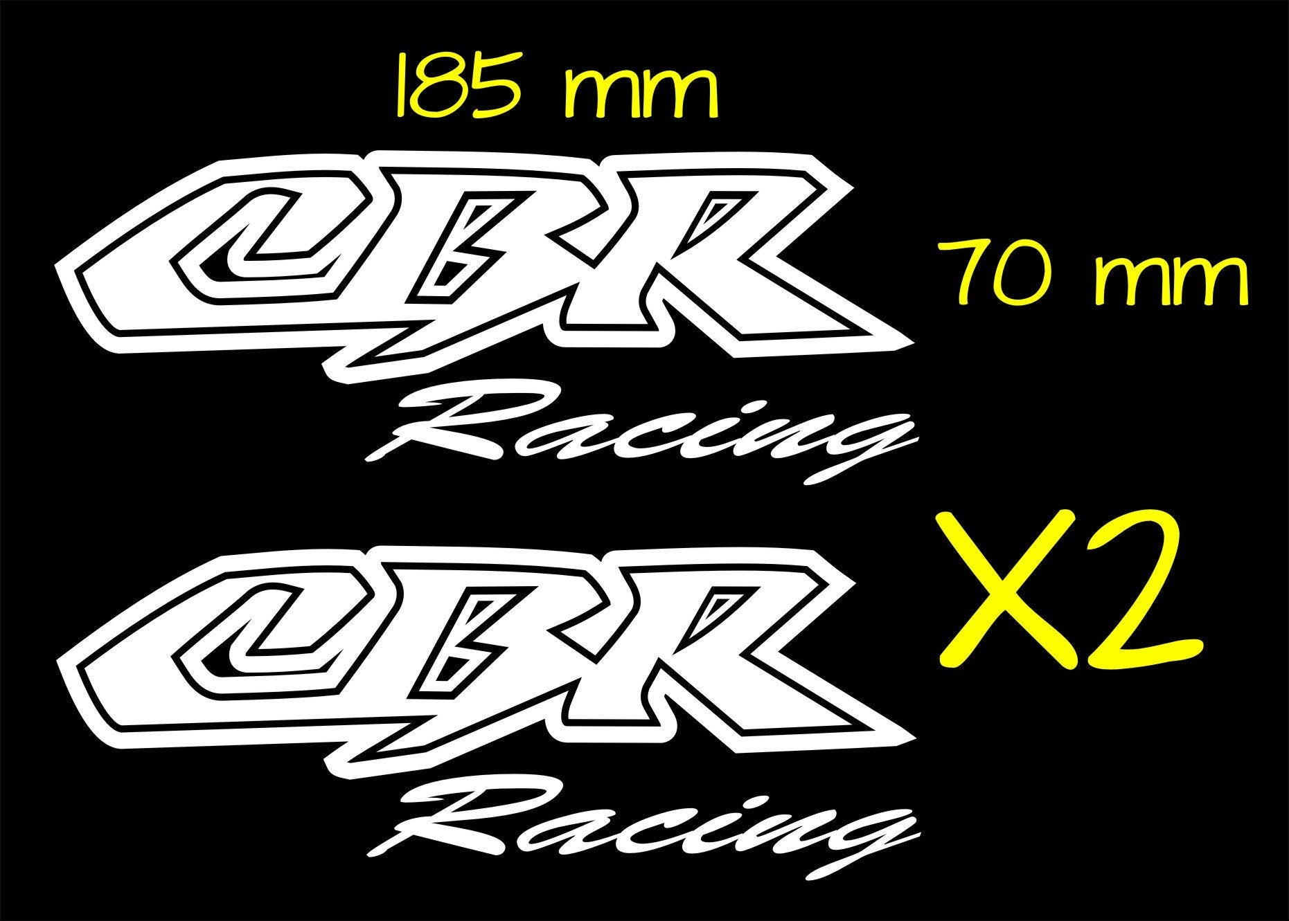 CBR Racing tank vinyl decals TWO (2) 185 x 70 mm each CONFIRM your color