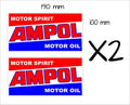 Ampol retro Stickers TWO (2) 190 x 100 mm each
