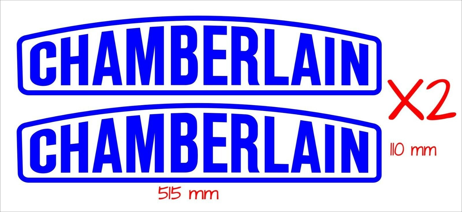 Chamberlain vinyl decals TWO (2) 515 x 110 mm each CONFIRM your color