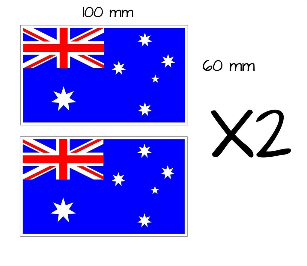 Australian Flag Stickers  TWO (2) 100 x 60 mm each