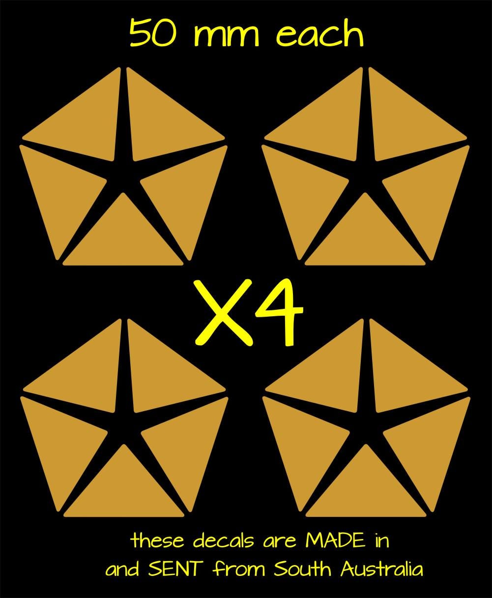 Chrysler star retro decals FOUR  (4) 50 mm each CONFIRM your color