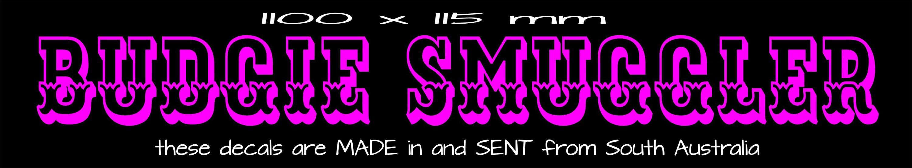 BUDGIE SMUGGLER funny vinyl decal  Large 1100 x 115 mm CONFIRM your color