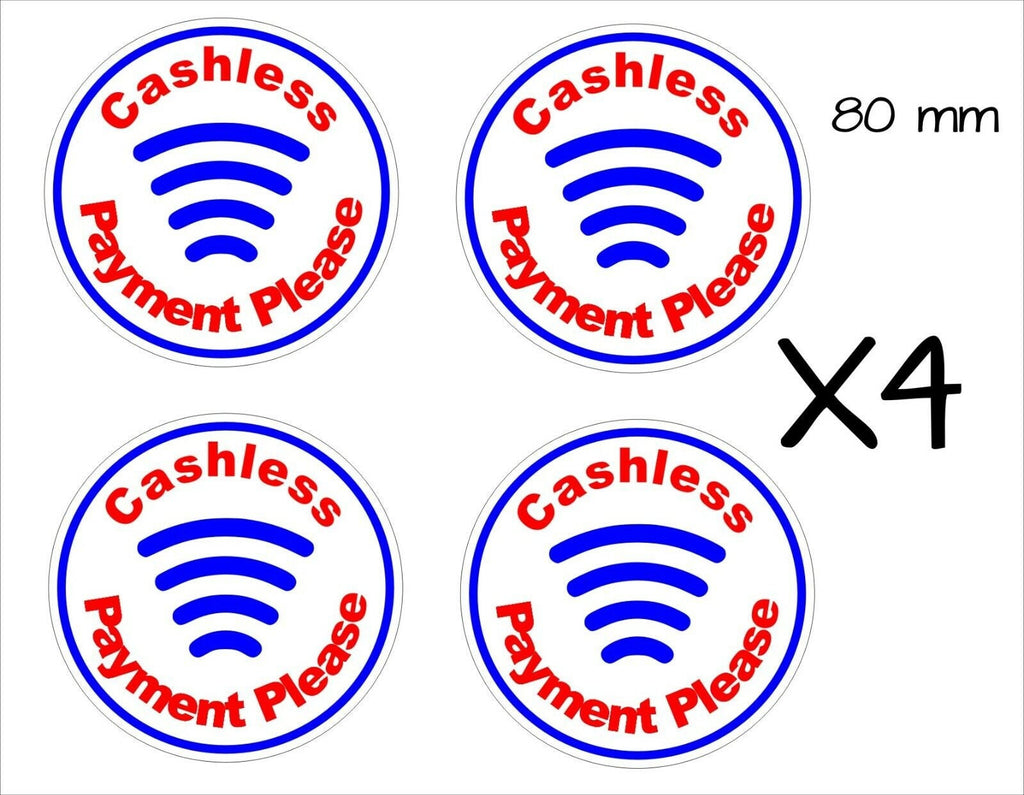Cashless Payment Stickers FOUR (4) 80 mm each