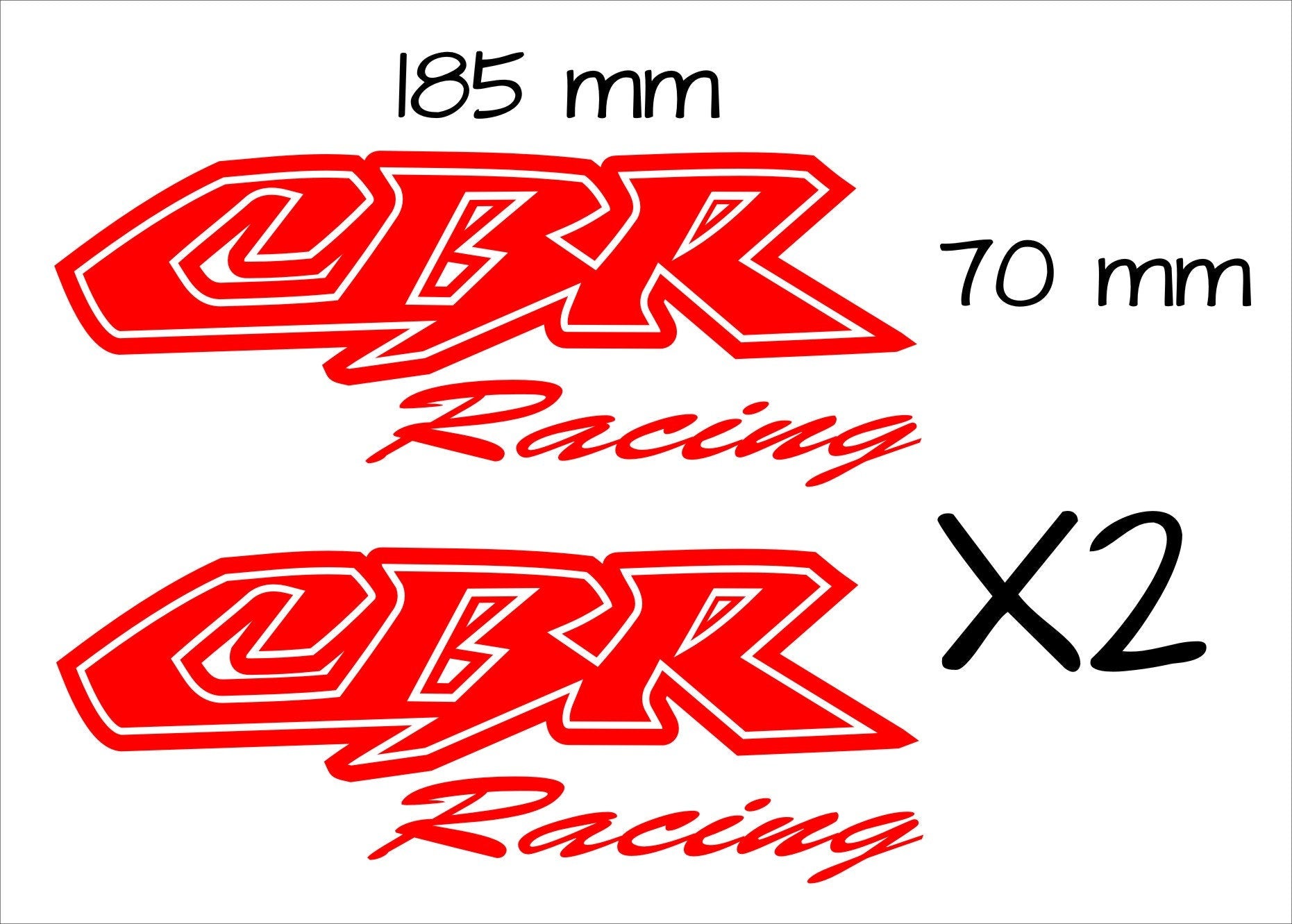 CBR Racing tank vinyl decals TWO (2) 185 x 70 mm each CONFIRM your color