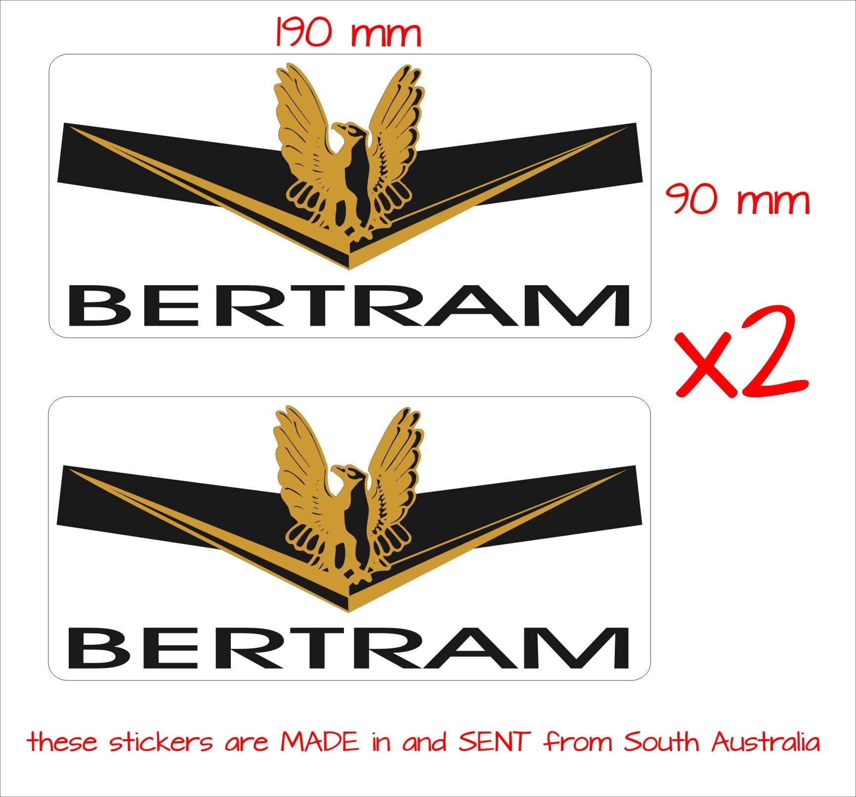 Bertram bumper Stickers matt black TWO (2)  190 x 90 mm each