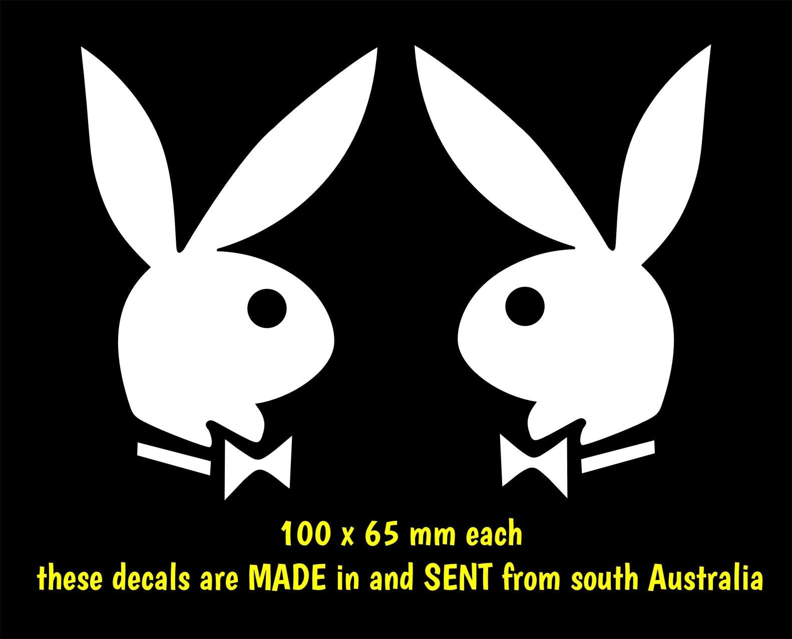 BUNNIES vinyl  decals TWO (2) 100 x 65 mm each CONFIRM your color