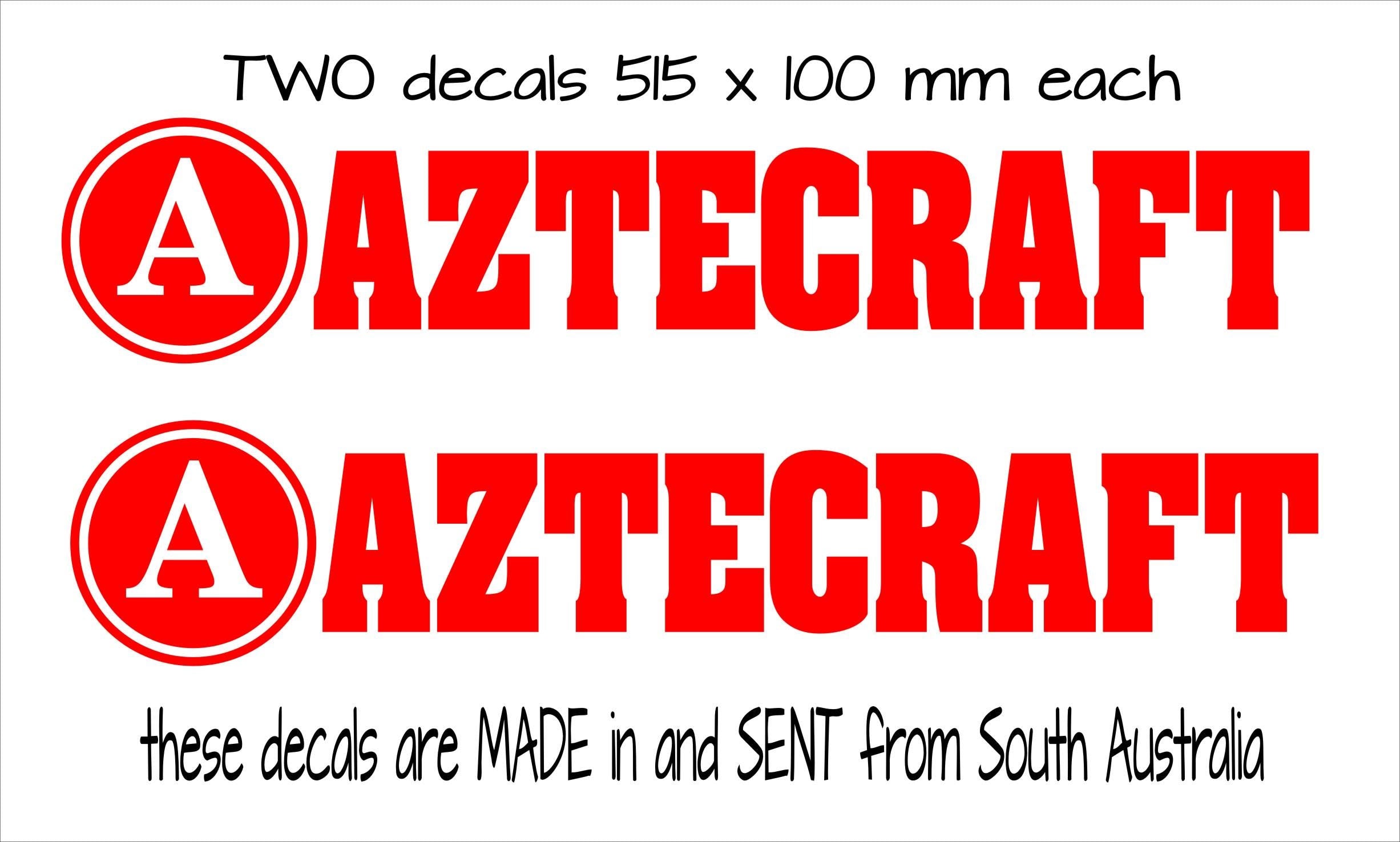 AZTECRAFT retro  Boat decals TWO (2) 515 x 100 mm each CONFIRM your color