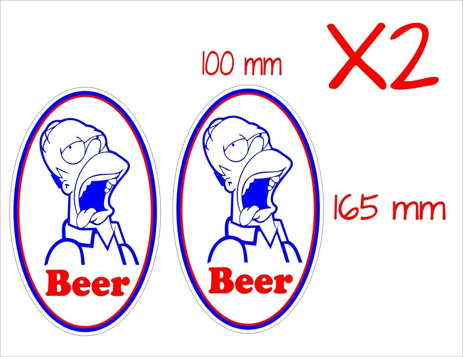 Beer funny Stickers TWO (2) 165 x 100 mm each