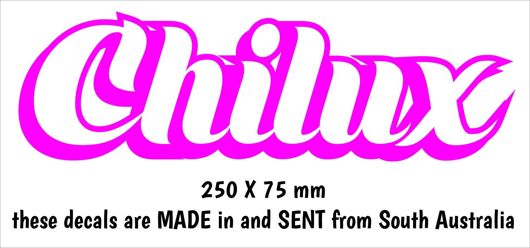 Chilux funny Hilux vinyl decal 250 x 75 mm CONFIRM your color