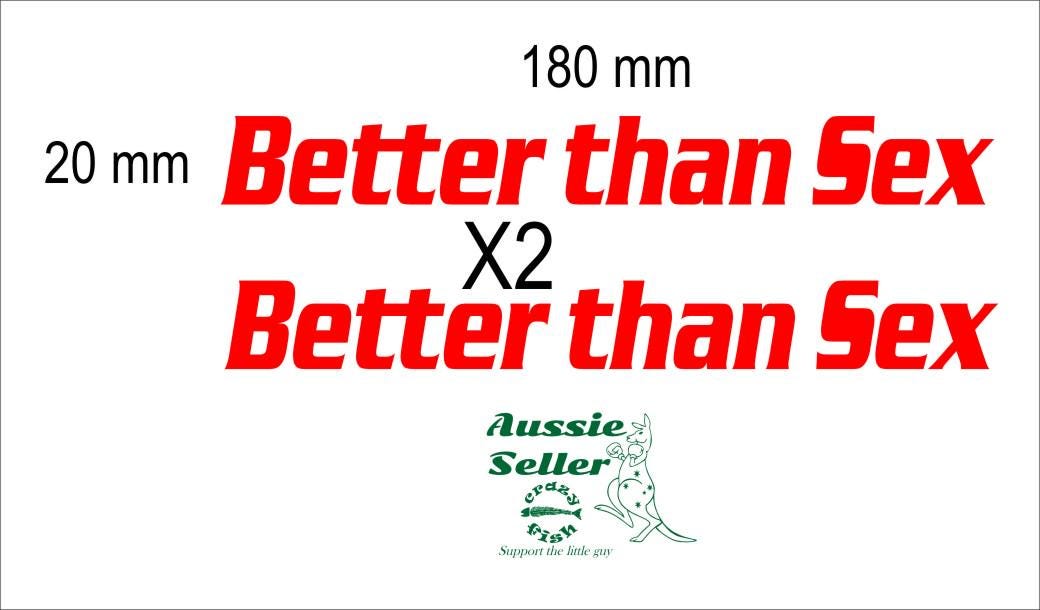 Better Than SEX funny vinyl decals TWO (2) 180 x 20 mm  each CONFIRM your color