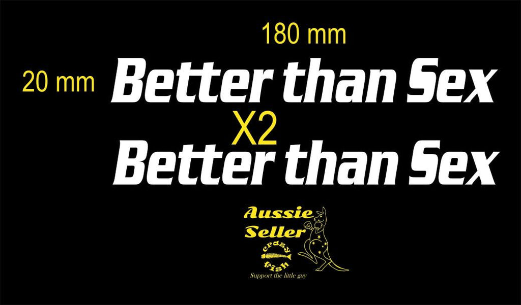 Better Than SEX funny vinyl decals TWO (2) 180 x 20 mm  each CONFIRM your color