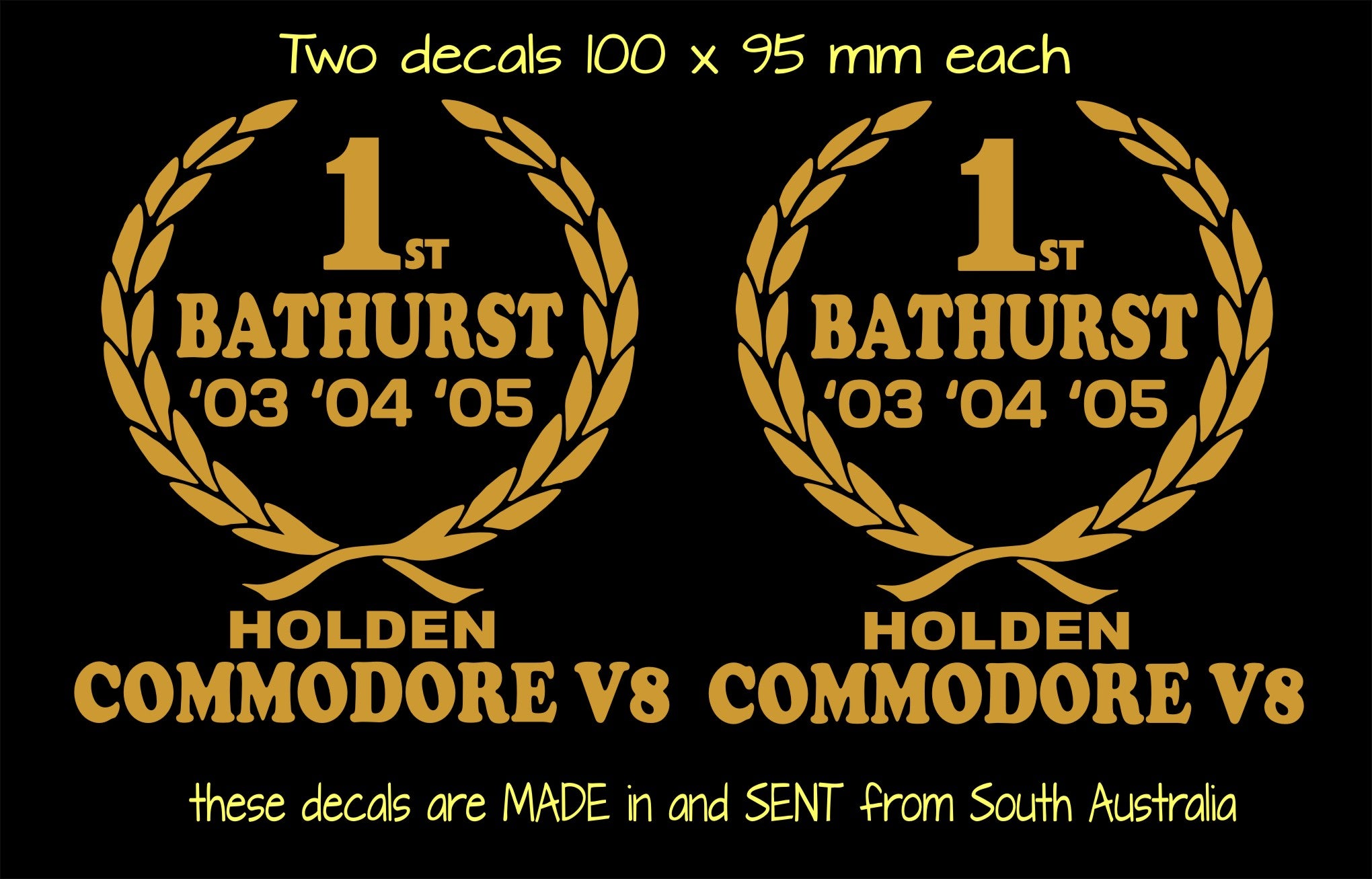 Bathurst Commodore Wreath retro vinyl decals TWO (2)  100 x 95 mm  each CONFIRM your color