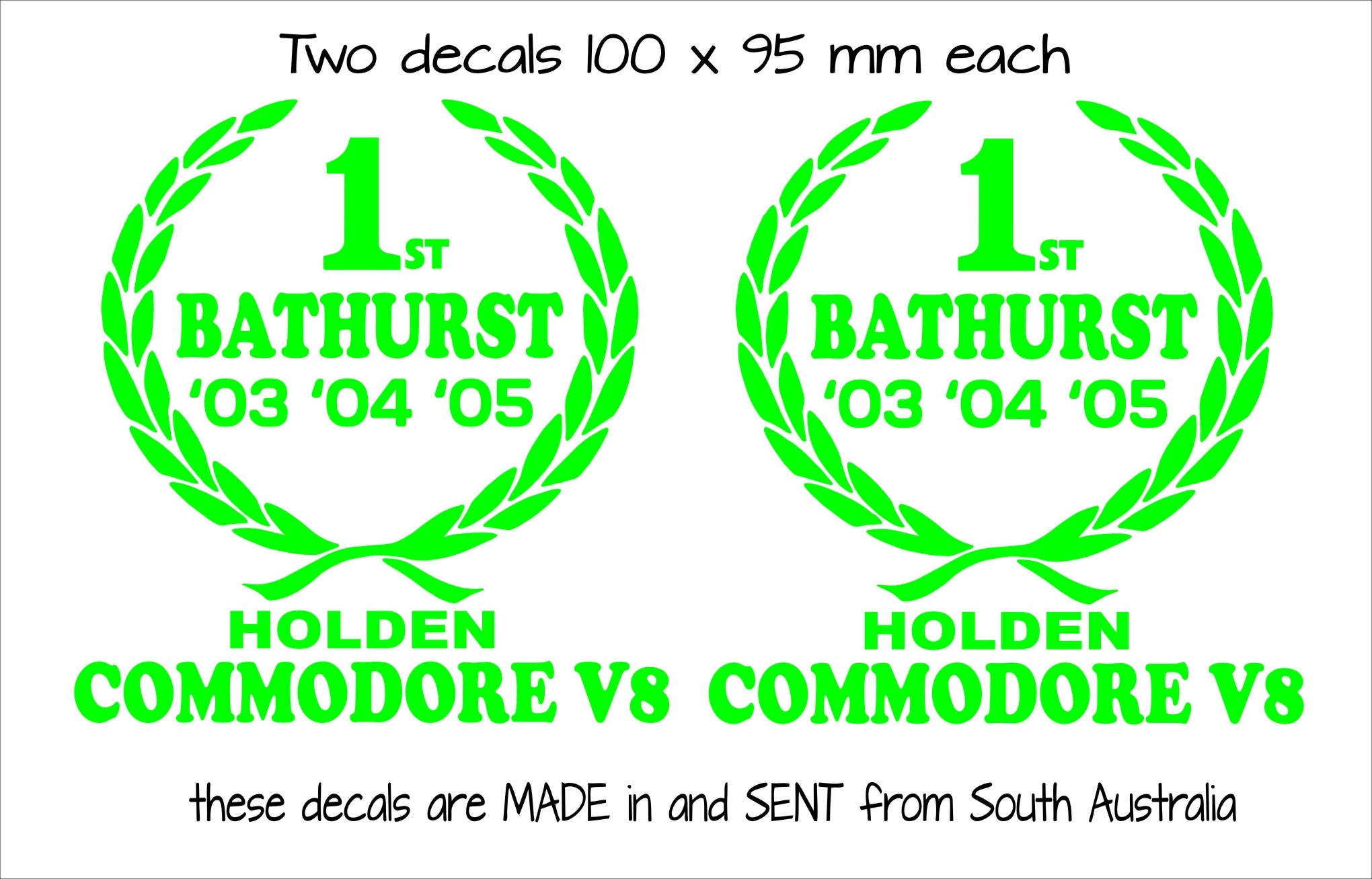 Bathurst Commodore Wreath retro vinyl decals TWO (2)  100 x 95 mm  each CONFIRM your color