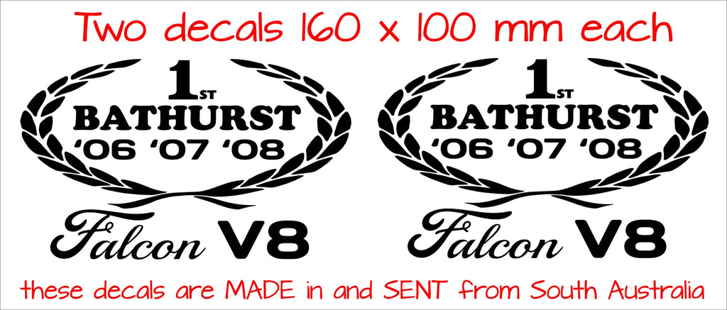 Bathurst Falcon Wreath retro decals TWO (2) 160 x 100 mm each CONFIRM your color