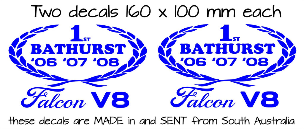 Bathurst Falcon Wreath retro decals TWO (2) 160 x 100 mm each CONFIRM your color