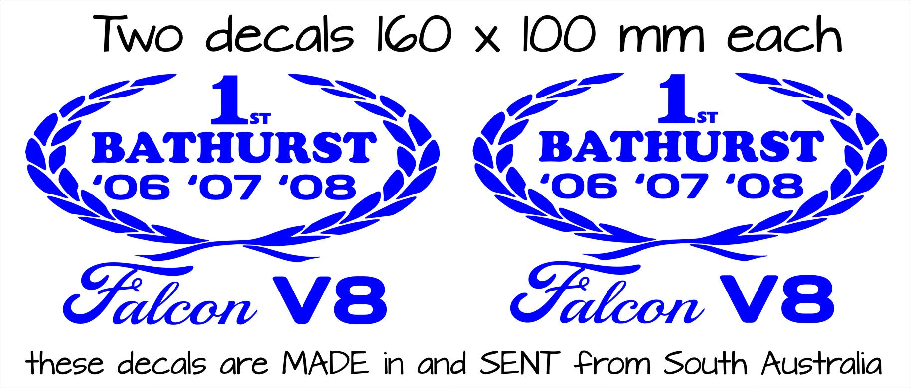 Bathurst Falcon Wreath retro decals TWO (2) 160 x 100 mm each CONFIRM your color