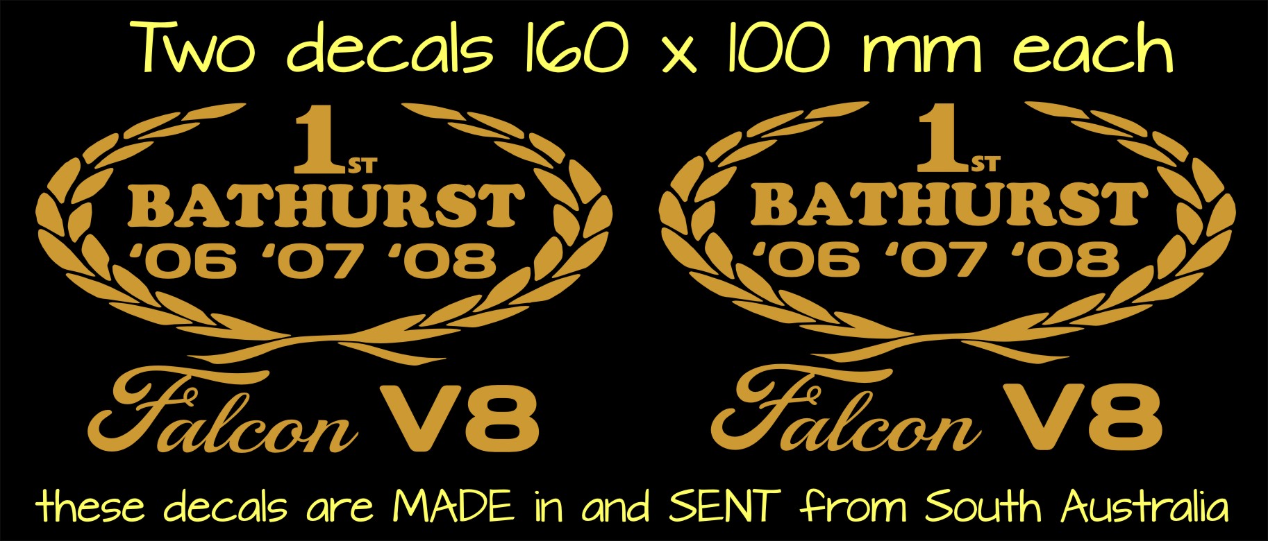 Bathurst Falcon Wreath retro decals TWO (2) 160 x 100 mm each CONFIRM your color