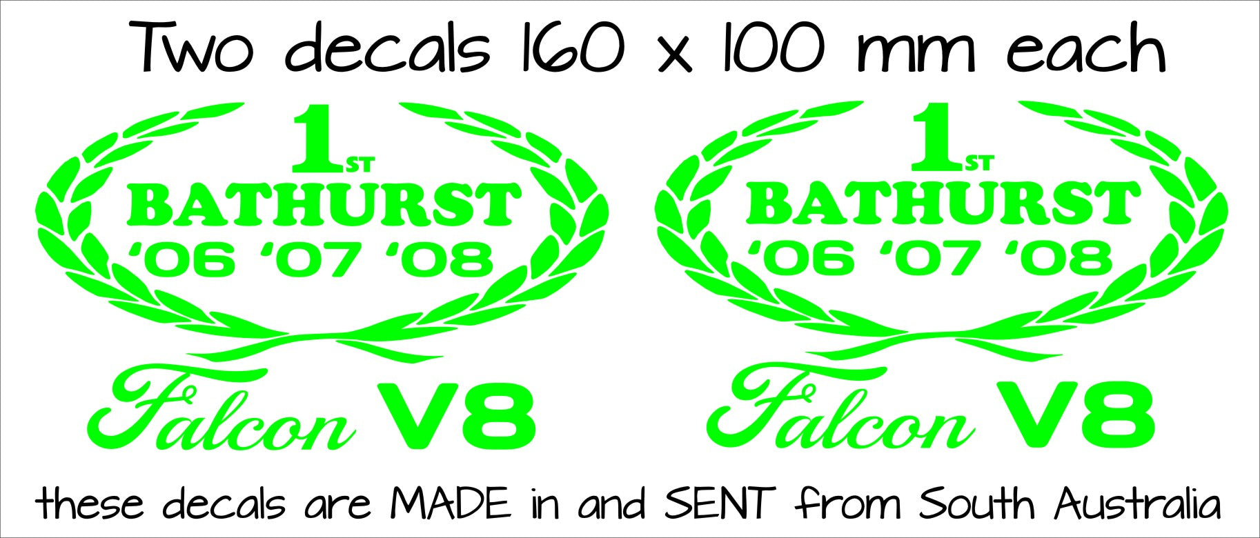 Bathurst Falcon Wreath retro decals TWO (2) 160 x 100 mm each CONFIRM your color